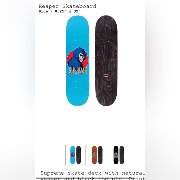 SUPREME Authentic NEW Reaper skateboard deck w/Sean Cliver artwork, plus sticker - Picture 10 of 14